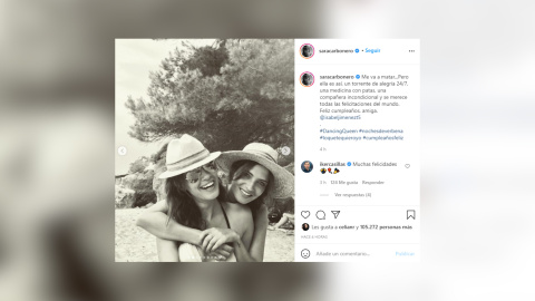 La emotiva felicitación de Sara Carbonero a su amiga incondicional, Isabel Jiménez