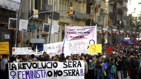 Manifestació d'un altre 8 de març a Barcelona. EFE