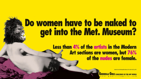 Poster de Guerrilla Girls denunciando que las mujeres entran en los museos cuando están desnudas / Guerrilla Girl