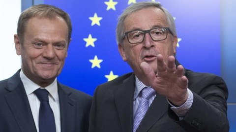 El presidente del Consejo Europeo, Donald Tusk, y el presidente de la Comisión Europea, Jean-Claude Juncker. - EFE