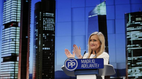 La presidenta de la Comunidad de Madrid, Cristina Cifuentes, durante su intervención en la segunda jornada del XVI Congreso del PP de Madrid. EFE/Mariscal