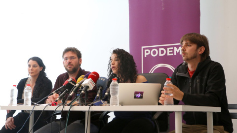 La roda de premsa on s'han donat a conèixer els resultats de la consulta. PODEM