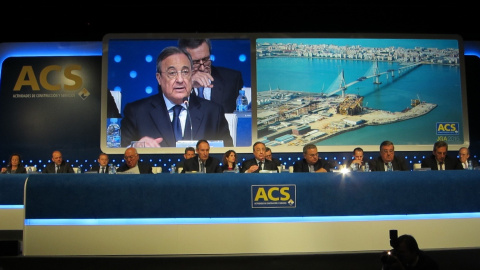 El presidente de ACS, Florentino Pérez, en una junta de accionistas de la constructora. E.P.