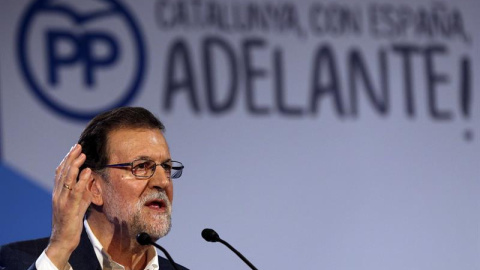 Rajoy, en Barcelona este domingo. EFE/Alberto Estévez