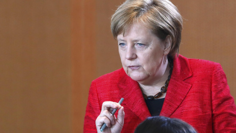 Angela Merkel en una intervención ante su grupo parlamentario en el Bundestag. REUTERS/Fabrizio Bensch