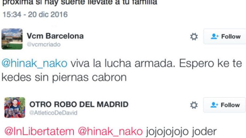 Amenazas a Ellakurria en Twitter