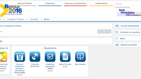 Renta Web es un sistema de ayuda con el que tramitar fácilmente el borrador/declaración de la Renta de 2016