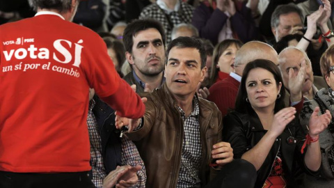 El candidato a la Secretaría General del PSOE Pedro Sánchez inició su campaña con un acto en Gijón. - EFE