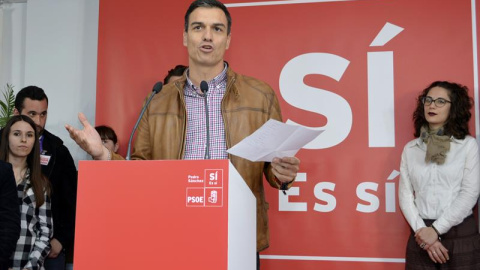 El candidato a la Secretaría General del PSOE, Pedro Sánchez, participa en un acto abierto con militantes, afiliados y simpatizantes organizado por la Plataforma Palencia. /EFE