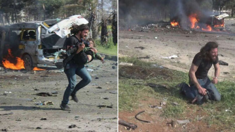 Un fotógrafo rompe a llorar tras el atentado contra un convoy de personas que esperaban a ser evacuadas en las inmediaciones de Alepo. Abd Alkader Habak