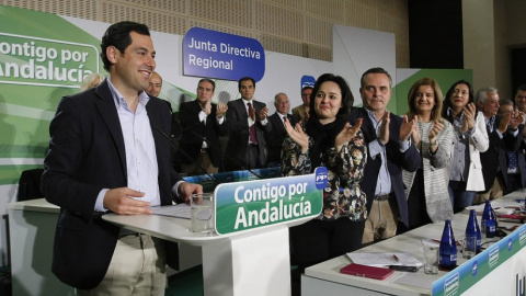 El líder del PP andaluz, Juan Manuel Moreno, en una reunión de la Junta Directiva Regional. Flickr PP Andaluz