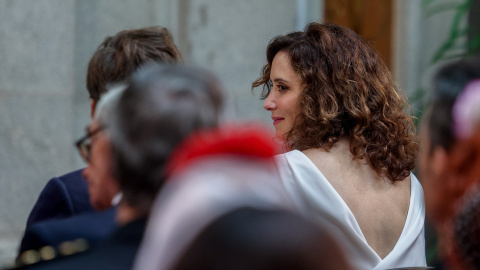 Isabel Díaz Ayuso, durante el acto de entrega de las Palomas de Bronce-Bomberos de Madrid, a 15 de agosto de 2024. — Ricardo Rubio / Europa Press