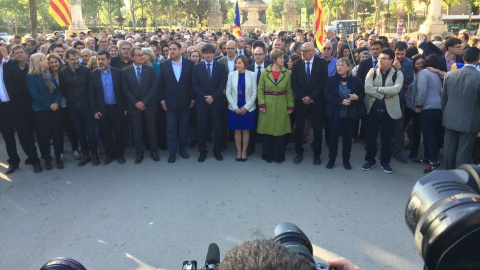 Carme Forcadell i Anna Simó abans d'entrar a declarar davant el TSJC