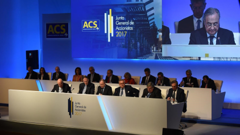 Florentino Pérez, en la última junta de accionistas de ACS. E.P.