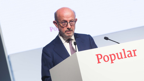 Emilio Saracho durante la junta de accionistas del Banco Popular. E.P.