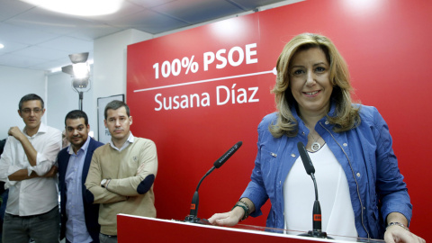 La presidenta de Andalucía y candidata a la Secretaría General del PSOE, Susana Díaz, durante la presentación del documento "Propuestas para el debate en el 30 Congreso Federal", que recoge su proyecto político para el partido. EFE/Chema Mo