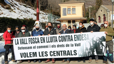 15/01/2022 - Una protesta de veïns de la Vall Fosca contra Endesa del passat gener.