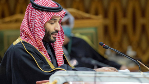 14/12/2021 El príncipe heredero de Arabia Saudita, Mohammed bin Salman, habla durante la Cumbre del Golfo en Riad