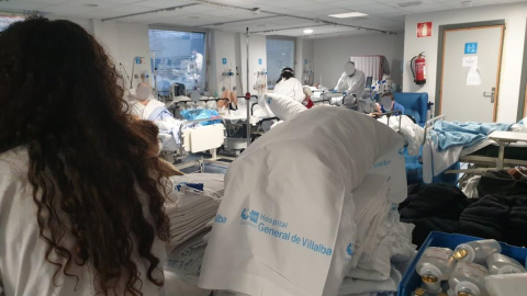 Imagen de la sala de urgencias para pacientes de covid del Hospital La Paz de Madrid el pasado 25 de diciembre.