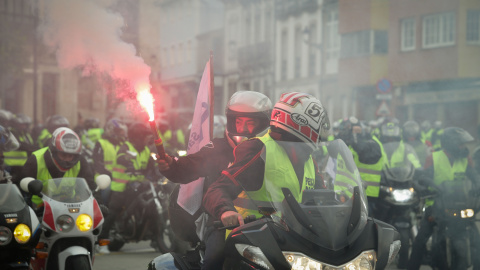 29/12/21. Caravana motera para reivindicar los derechos de los trabajadores de Alcoa, , en Ferreira de Valadouro a 21 de noviembre de 2021.