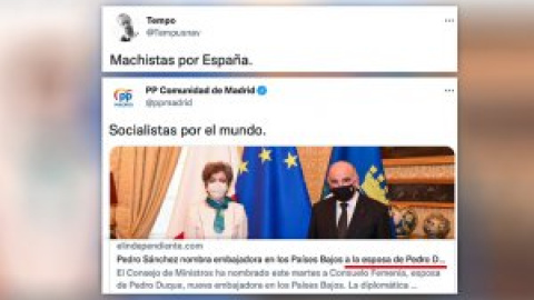 "¿No os da vergüenza?": críticas al PP de Madrid por su retuit sobre Consuelo Femenía, "la esposa de Pedro Duque"