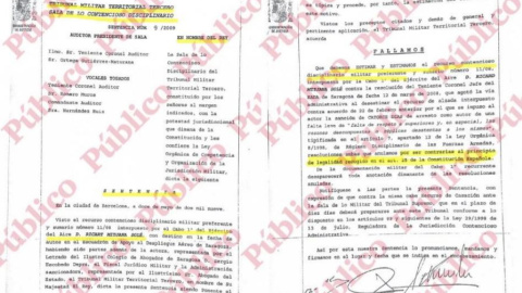 Una de las sentencias de tribunales militares que dieron la razón a Mitjana.