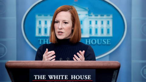 La secretaria de Prensa de la Casa Blanca, Jen Psaki, este martes, en rueda de prensa.