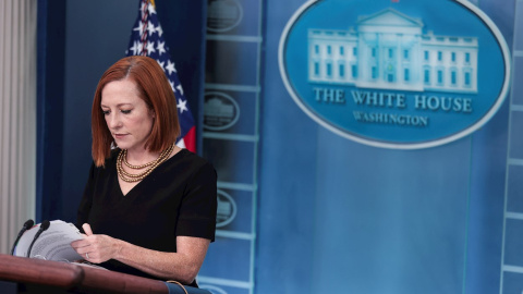 La secretaria de Prensa de la Casa Blanca, Jen Psaki, este martes, en rueda de prensa.