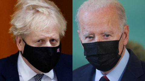 Imagen combinada de Boris Johnson y Joe Biden.