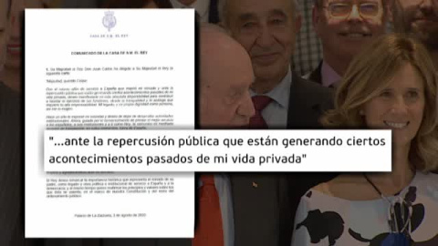 El rey emérito no dice en su comunicado en qué país va a fijar su residencia