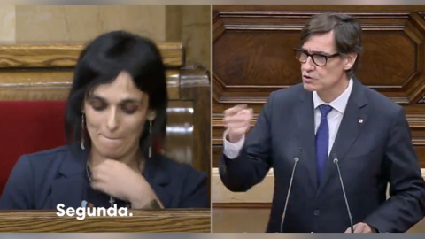 Sílvia Orriols y Salvador Illa en el Parlament.