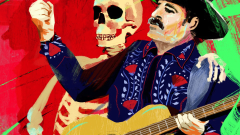 11/11/2024 Ilustración de un cantante de narcocorridos.