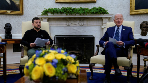 El presidente de EEUU, Joe Biden, en un encuentro con el presidente de Ucrania, Volodímir Zelenski, en el Despacho Oval de la Casa Blanca, el pasado mes de septiembre. . REUTERS/Elizabeth Frantz