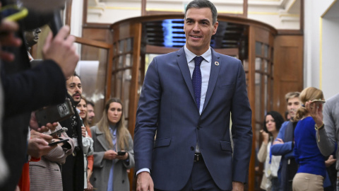 El presidente del Gobierno, Pedro Sánchez, en el pleno celebrado este jueves en el Congreso