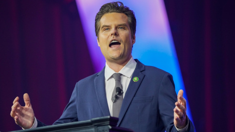 Imagen de archivo del 15 de junio de 2024 del congresista estadounidense Matt Gaetz en Detroit, Michigan.