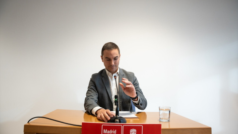 El ya exsecretario general del PSOE de Madrid, Juan Lobato, durante su intervención en la Asamblea de Madrid de este martes.