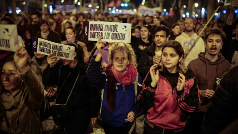 23/11/2024 - Un moment de la manifestació de dissabte a Barcelona per reclamar la rebaixa dels lloguers.