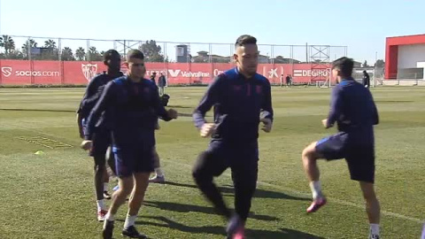 Sesión de reucperación del Sevilla FC pensando en la visita del RCD Mallorca