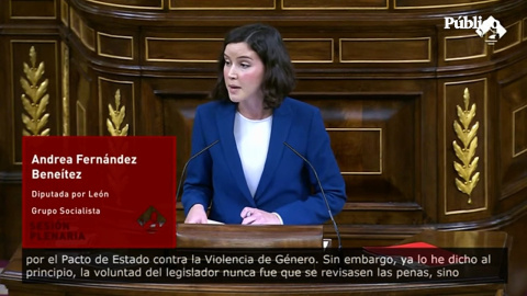 Andrea Fernández (PSOE), en el debate en el Congreso de la reforma de la ley del 'solo sí es sí': "No está funcionando adecuadamente y por lo tanto hay que modificarla"