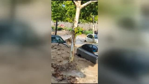 La tromba de agua de ayer en Zaragoza se vivió con especial angustia en la rambla conocida como 'El barranco de la muerte'