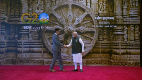 Modi recibe a los líderes del G20 a su llegada a la cumbre de Nueva Delhi