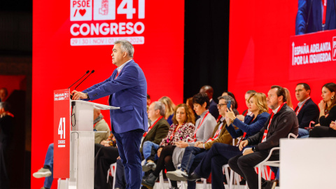 El secretario de Organización del PSOE, Santos Cerdán, este sábado en el Congreso Federal que el partido celebra en Sevilla.