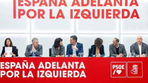 Imagen de la primera reunión de la nueva Ejecutiva del PSOE celebrada este lunes en Ferraz.