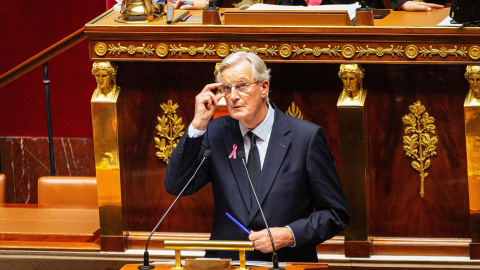 El primer ministro francés, Michel Barnier, durante una sesión de la Asamblea Nacional.