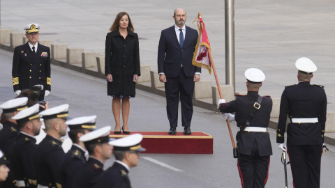 El presidente del Senado, Pedro Rollán (c-d), y la presidenta del Congreso, Francina Armengol (c-i), durante la celebración del Día de la Constitución en el Congreso de los Diputados en Madrid