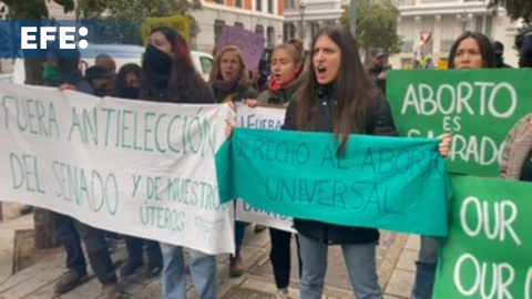 Protesta feminista contra la cumbre antiabortistas que se celebra en el Senado español