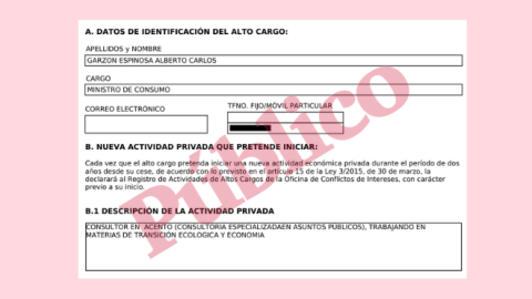 06/12/2024 Fragmento de la solicitud de autorización de Garzón para trabajar en Acento.