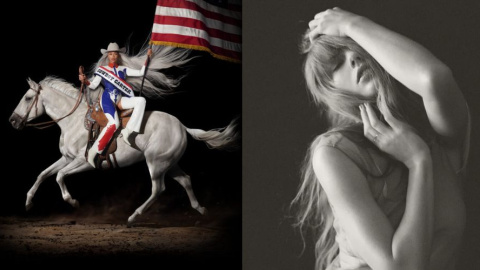 Portadas de ‘Cowboy Carter’ y ‘The Tortured Poets Department’, los últimos discos de Beyoncé y Taylor Swift.