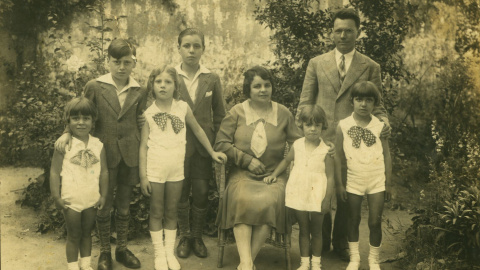 Evangelino Taboada, con su mujer e hijos.