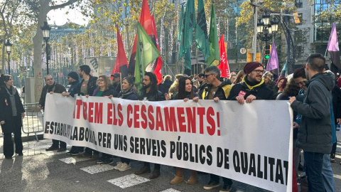 Manifestació d'aquest dissabte a Barcelona per reclamar l'estabilització dels interins.